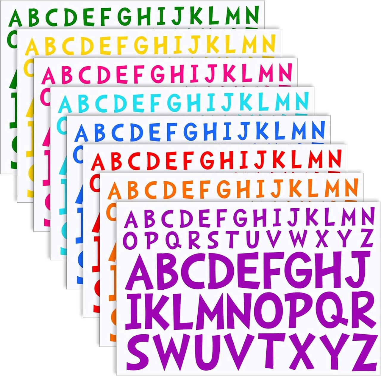 8 Sheets Letter Stickers Stick on Vinyl Letters Self Adhesive Letters Poster Board (1 Inch, 2 Inch,Colorful)